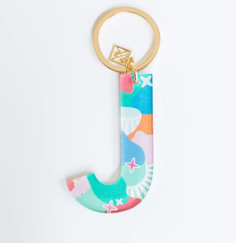 Patterned Initial Keychain