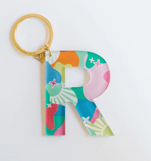 Patterned Initial Keychain