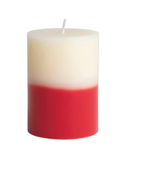 4" Red/Cream Two Tone Pillar Candle