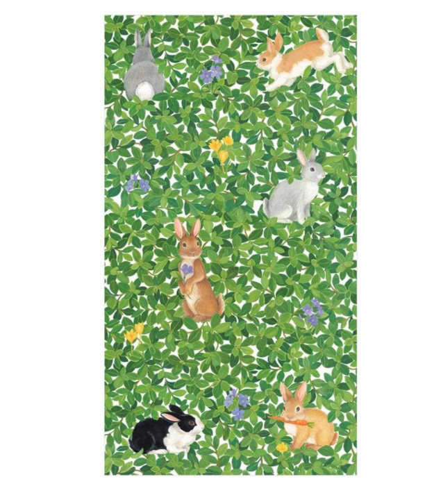 Bunnies and Boxwood Guest Towel