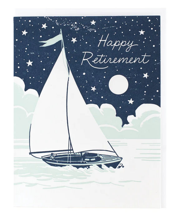 Nighttime Sailboat Retirement Card