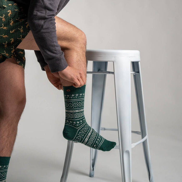 Green Jacquard combed cotton Christmas socks