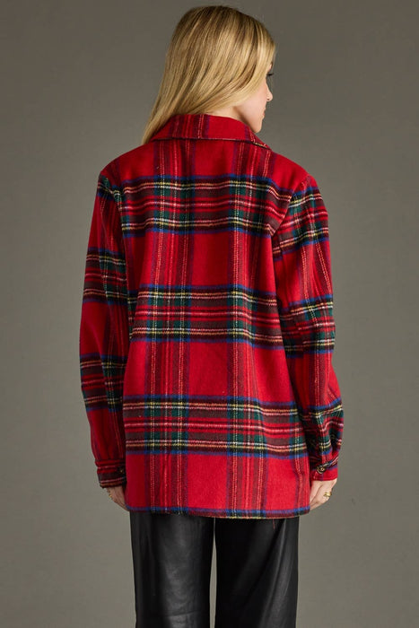 Red Multicolor Plaid Jacket