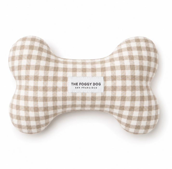 Mushroom Brown Gingham Dog Squeaky Toy