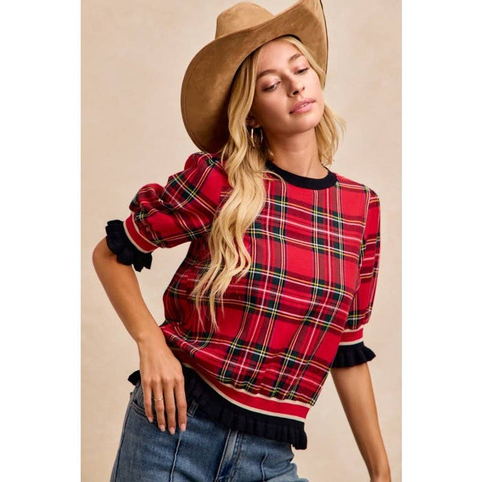 Christmas Plaid Banded Top