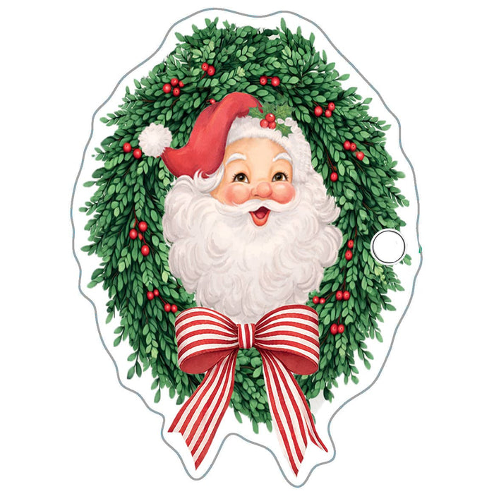 Santa Claus Wreath Die Cut Gift Tag