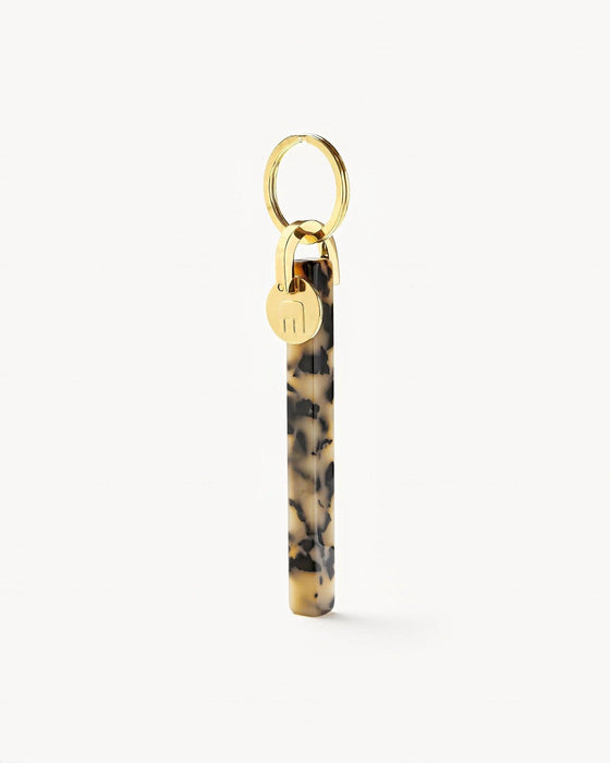 Bar Keychain in Blonde Tortoise | Gold