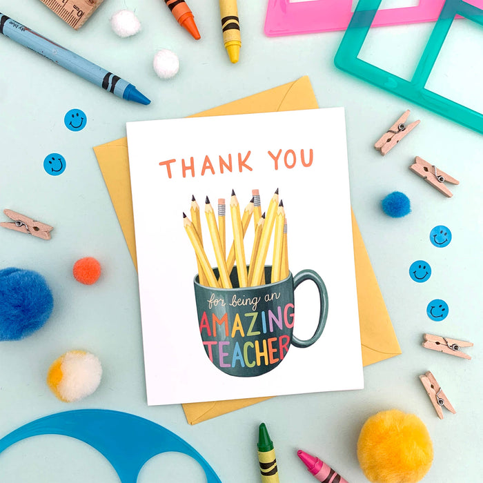 Pencils in Mug Teacher Appreciation Card