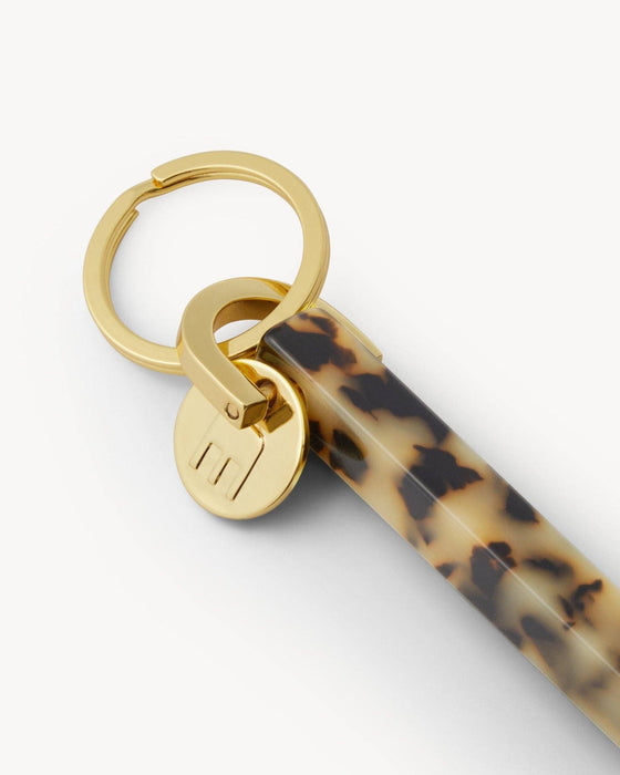 Bar Keychain in Blonde Tortoise | Gold