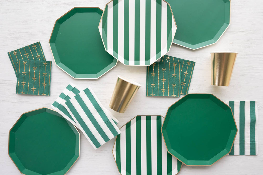 Green Party Plates w/Gold Trim