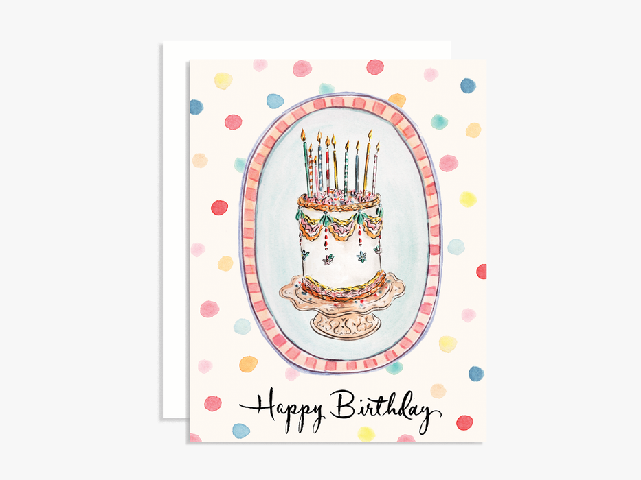 Whimsy Watercolor Birthday Cake Card
