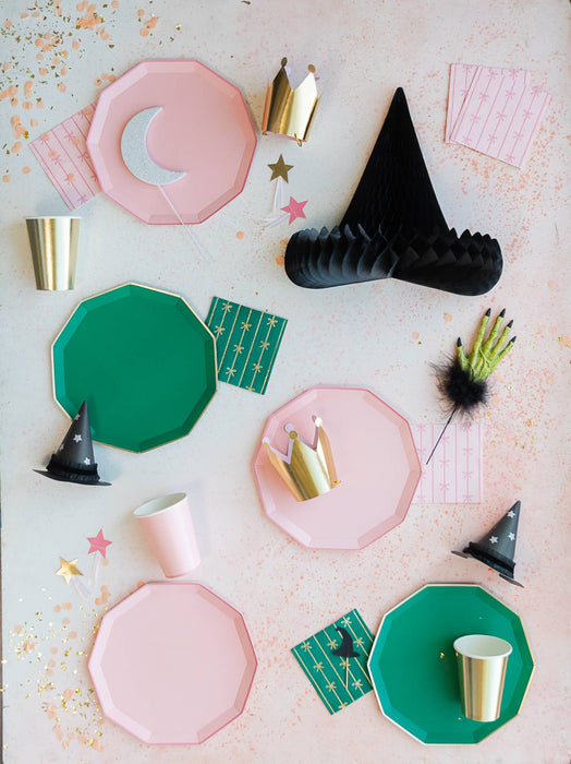Green Party Plates w/Gold Trim