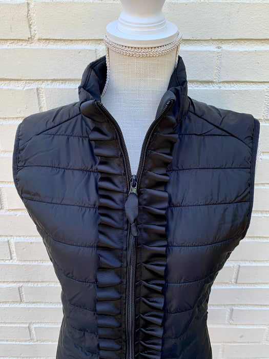 Black Maggie May Ruffle Puffer Vest