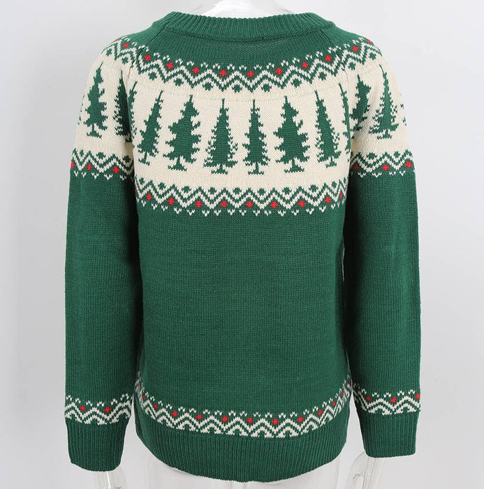 Green Tree Jacquard Sweater