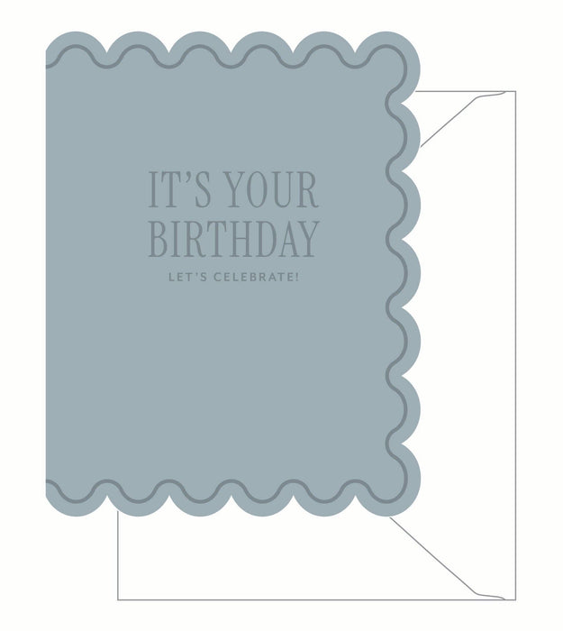 Blue Scalloped Birthday Card