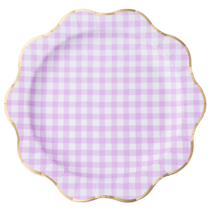 ELEGANT LE LILAC GINGHAM DINNER PLATES