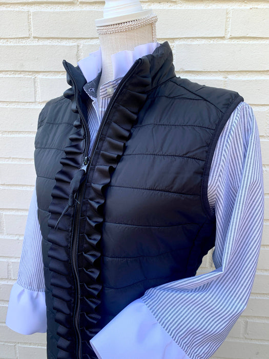Black Maggie May Ruffle Puffer Vest
