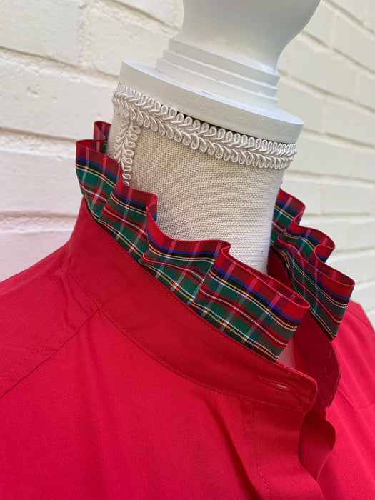 Red Dionne Plaid Ribbon Trim Shirt
