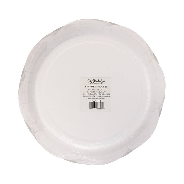 Blue Striped 9" Scallop Plate