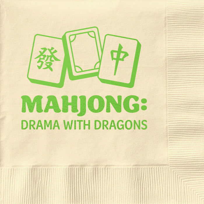 Drama With Dragons Mahjong Cocktail Napkin