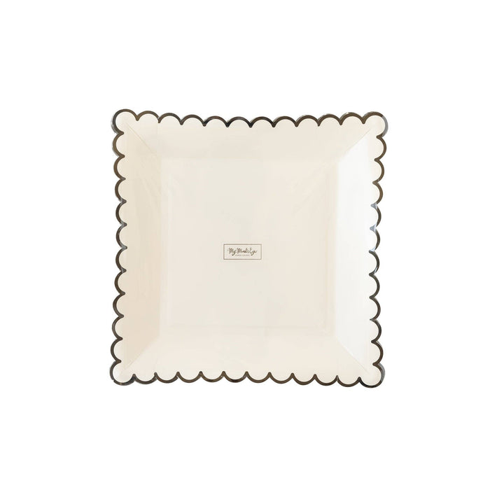 Ephemera Halloween White With Black Edge Scallop Plate