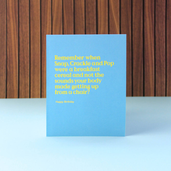 Snap Crackle Pop Funny Birthday Card