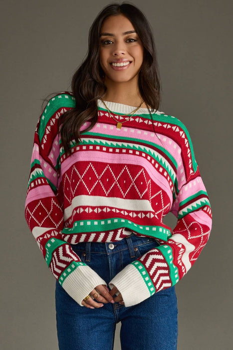 Multicolored Winter Pattern Sweater