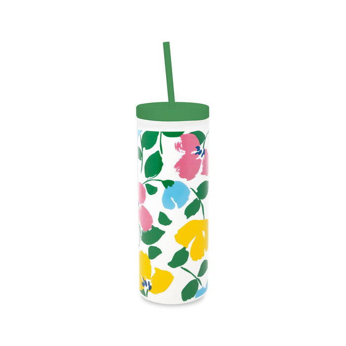 Painterly Bouquet Acrylic Tumbler w/Straw