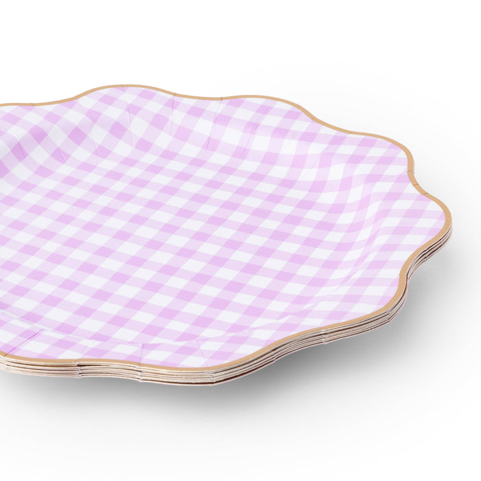 ELEGANT LE LILAC GINGHAM DINNER PLATES