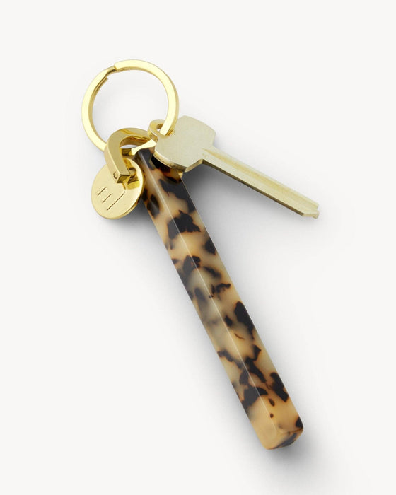 Bar Keychain in Blonde Tortoise | Gold