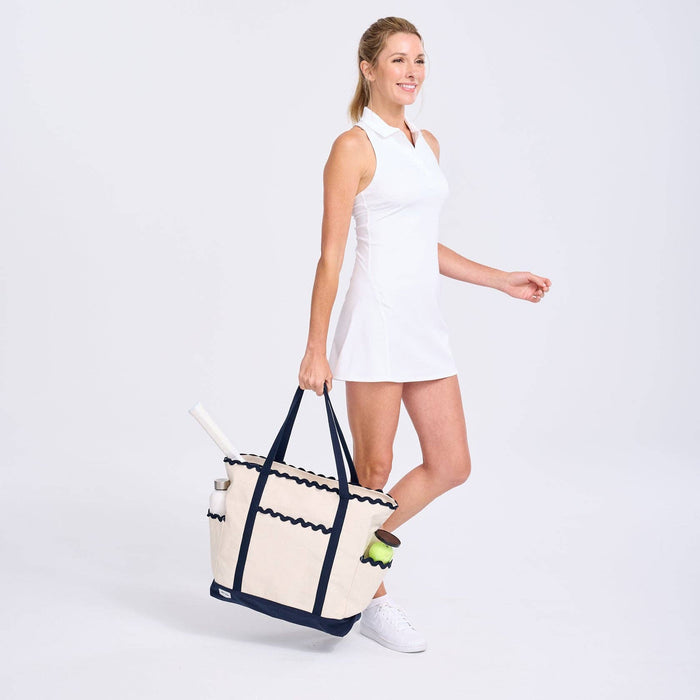 Navy Scalloped Tennis Tote
