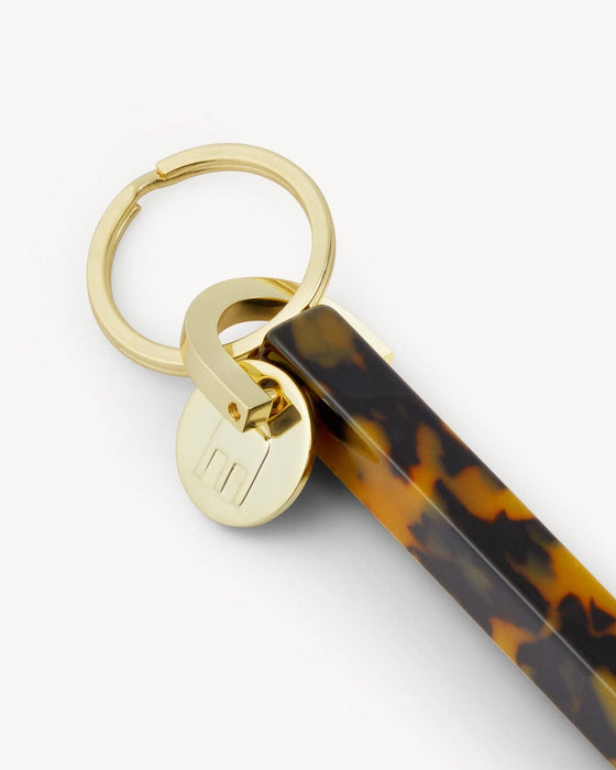 Bar Keychain in Classic Tortoise | Gold