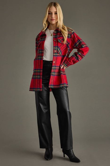 Red Multicolor Plaid Jacket