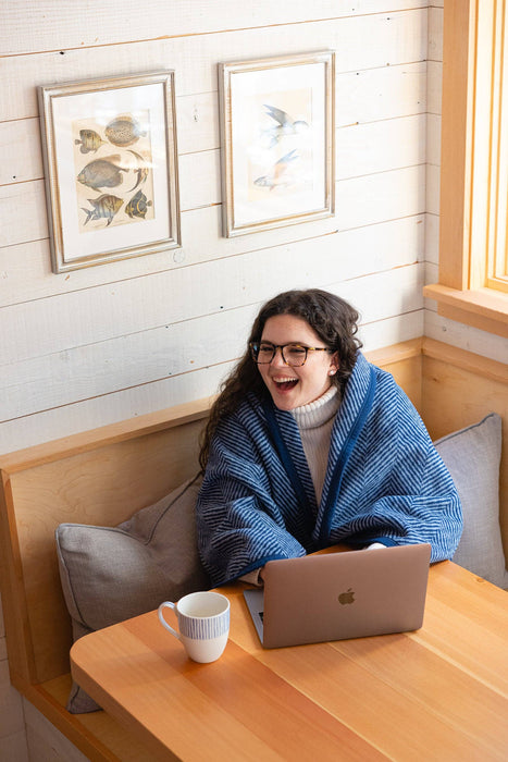 Harborview Herringbone Navy Blanket Original