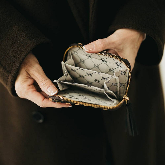 Wynona Woven Wallet  Checkered Tan