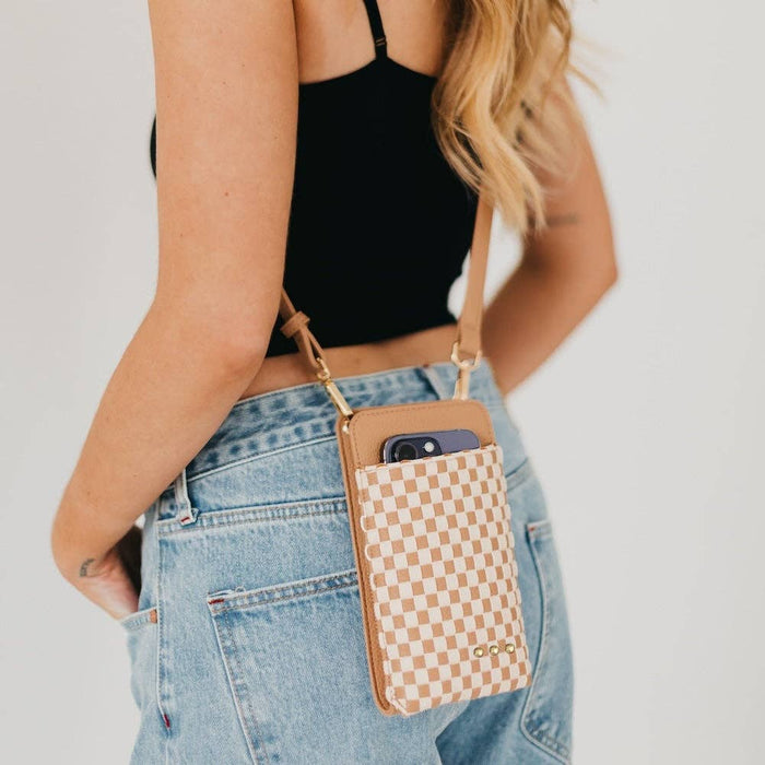 Double Duty Phone Bag | Woven Checkered Black