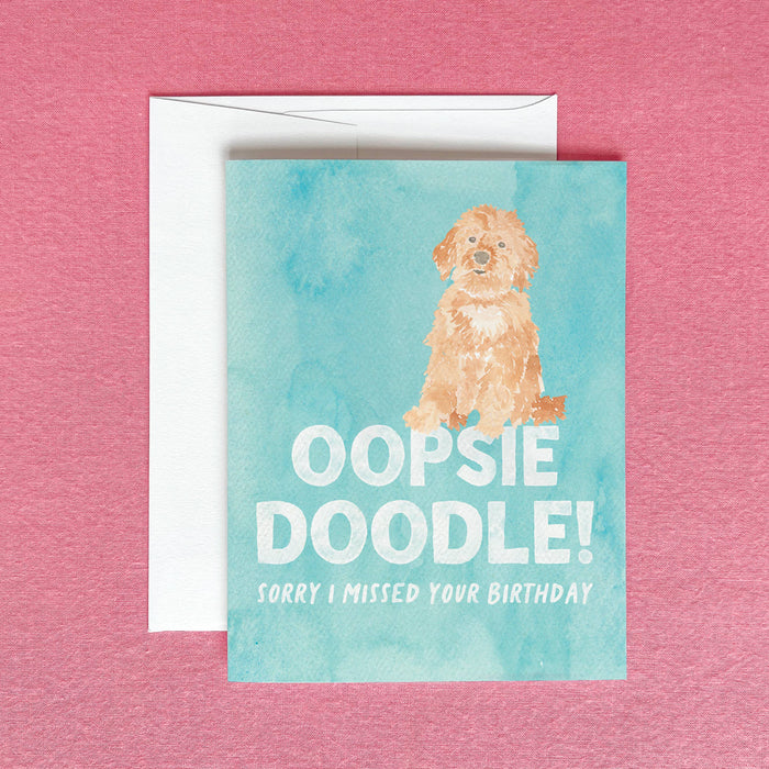 Belated Birthday Goldendoodle Card