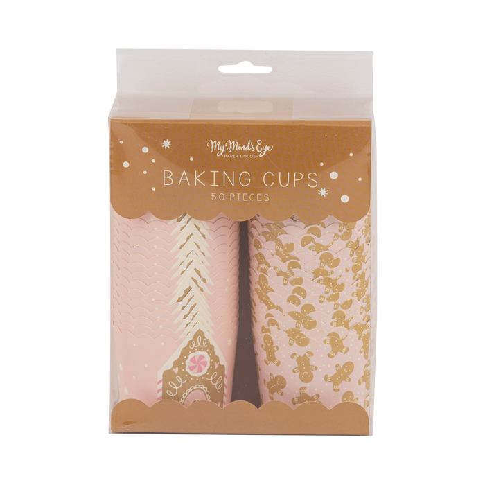 Pink Gingerbread House Baking Cups