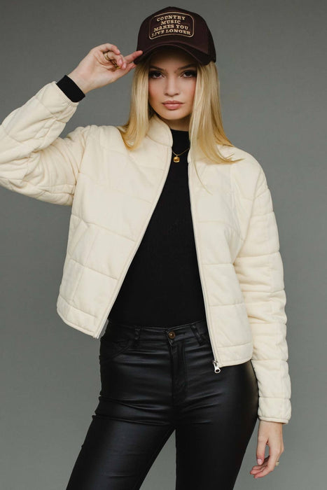 Cream Washed Quilted Jacket