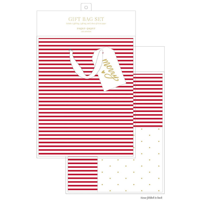 Holiday Gift Bag Set | Red Stripe