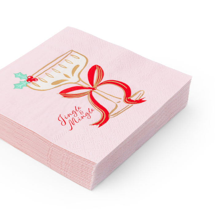 Pink Holiday Cocktail Napkins