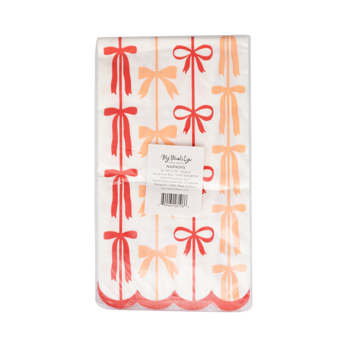 Red and Pink Bow Stripes Napkin