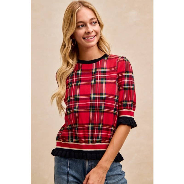 Christmas Plaid Banded Top