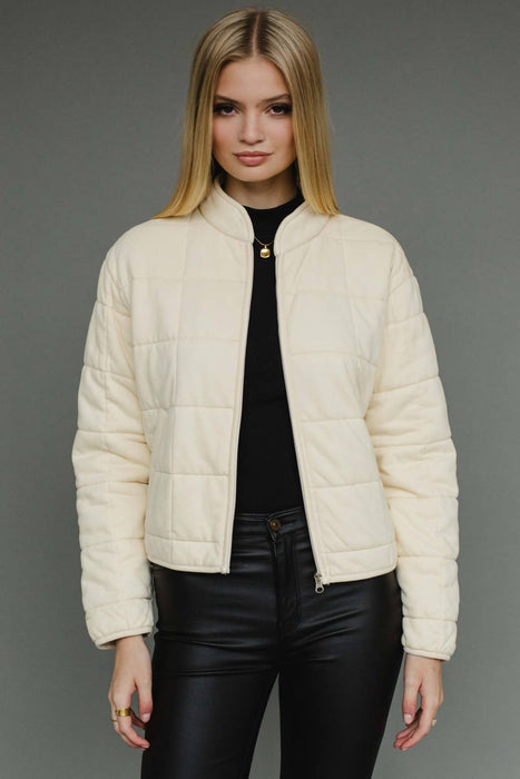 Cream Washed Quilted Jacket