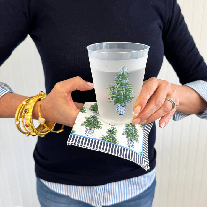 Blue Bows Christmas Tree Cups | Set of 8