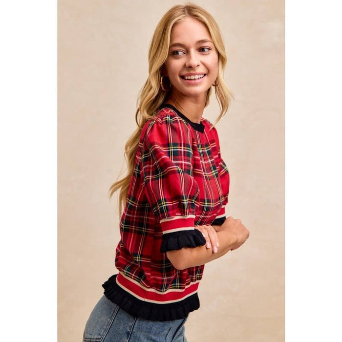 Christmas Plaid Banded Top