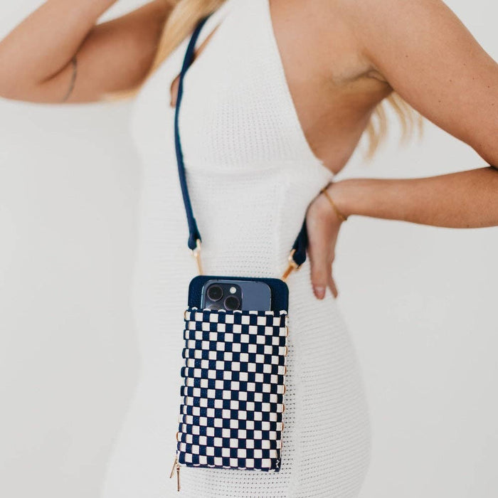 Double Duty Phone Bag | Woven Checkered Black