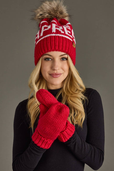 Hot Pink & White Apres Pom Hat