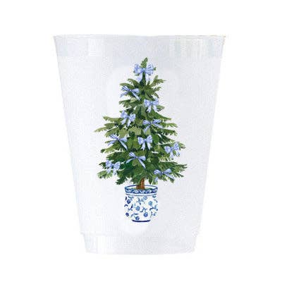 Blue Bows Christmas Tree Cups | Set of 8