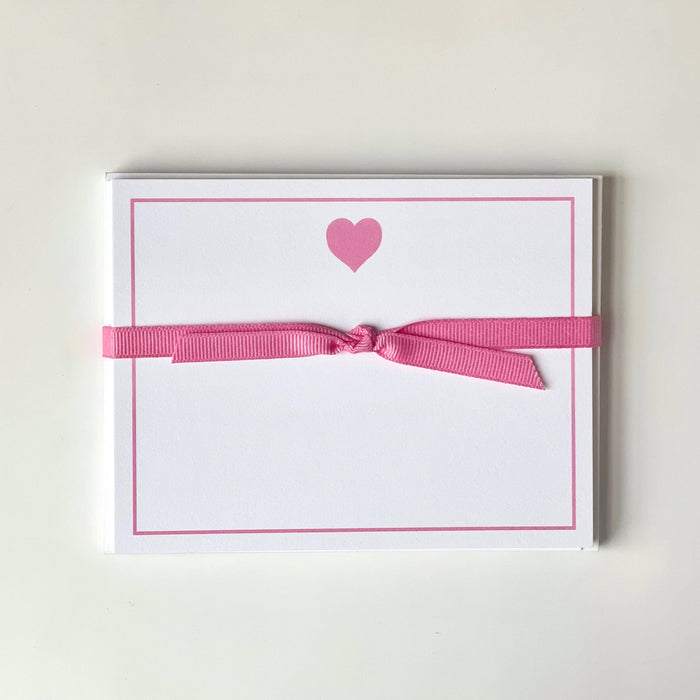 Pink Big Heart Flat Note Cards